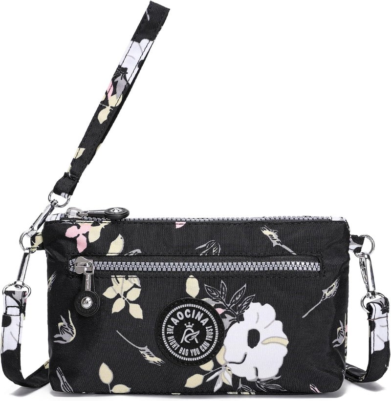 AOCINA Small Wristlet Wallet for Women RFID Blocking Crossbody Purse Gifts for Valentines Day Nylon Cell Phone Purses - Image 1